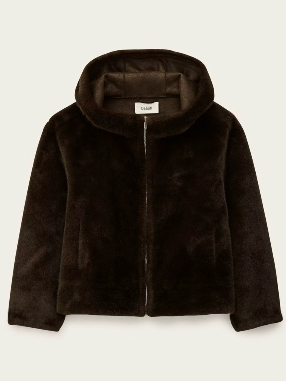 ba&sh pandy faux fur hooded bomber jacket